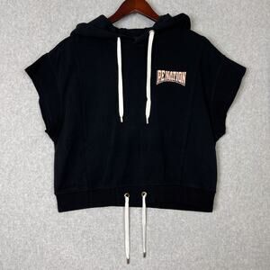 P.E Nation Womens S Free Formation Printed Organic Cotton Jersey Hoodie in Black